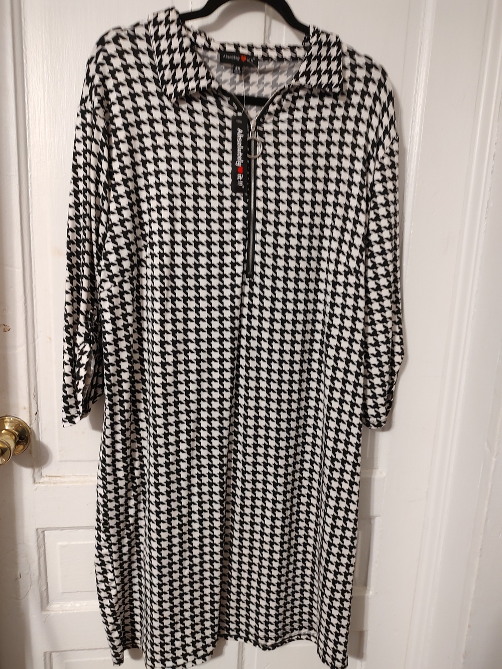 Alfani Black & White Houndstooth Shirt Dress
